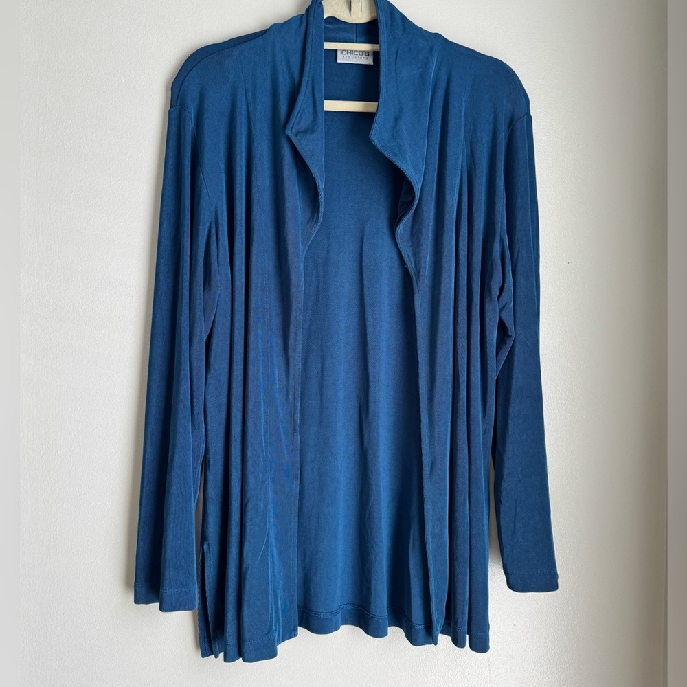Chico's Teal Draped Cardigan Sweater